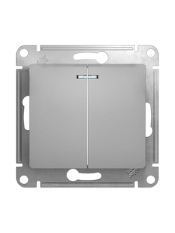 Выключатель 2-кл. СП Glossa 10А IP20 (сх. 5а) 10AX с подсветкой механизм алюм. SE GSL000353
