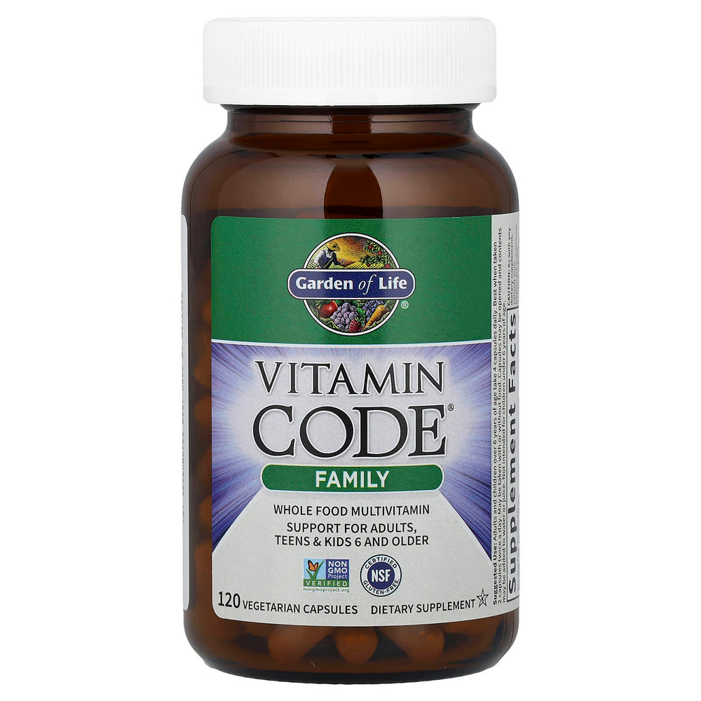 Garden of Life, Vitamin Code®, мультивитамины из цельных пищевых продуктов для всей семьи, 120 вегетарианских капсул