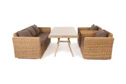 "Моккачино" обеденная группа из искусственного ротанга, цвет соломенный