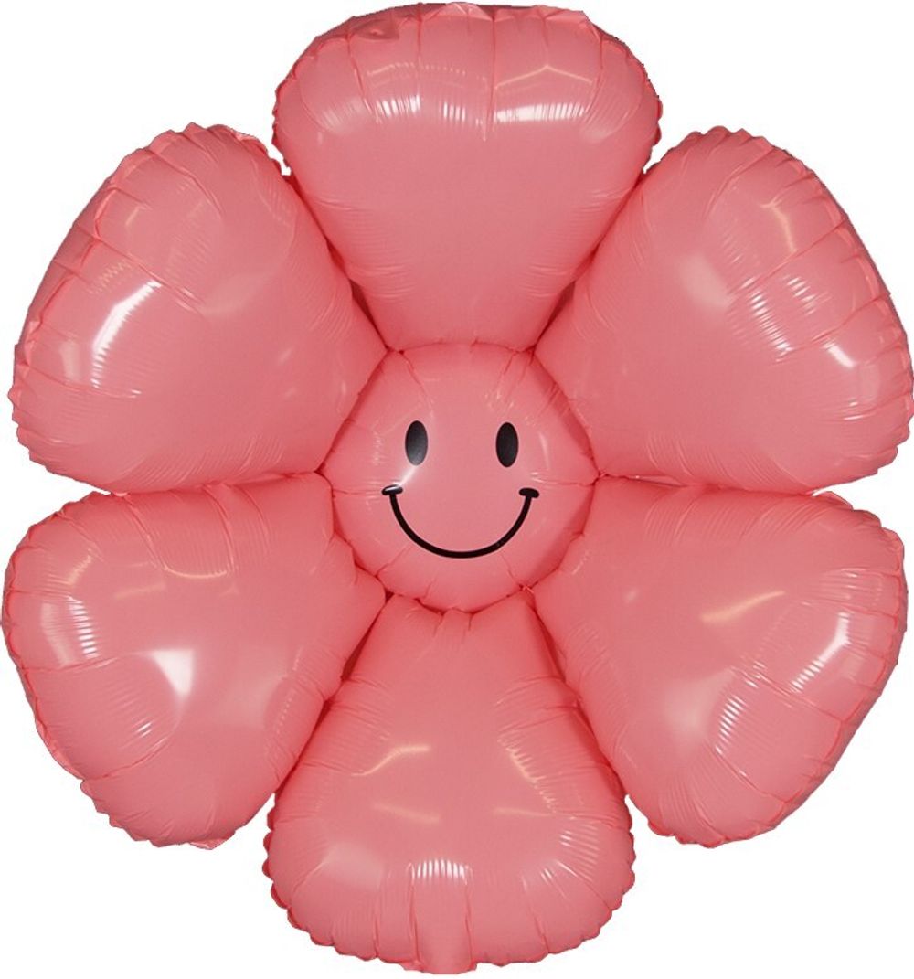 Шар (28''/71 см) Цветок, Ромашка (надув воздухом), Розовый, 1 шт.