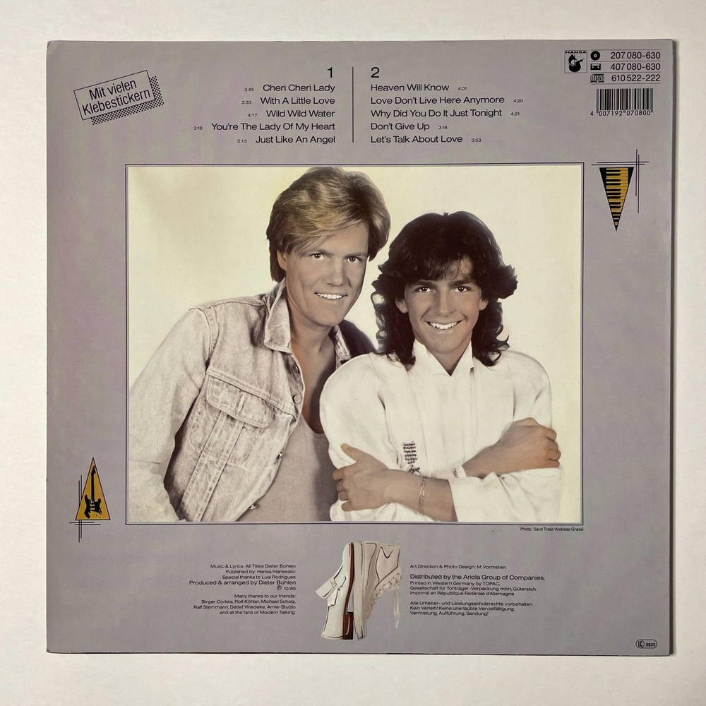 Винтажная виниловая пластинка LP Modern Talking Let's Talk About Love (The 2nd Album) (Germany 1985) Heaven Will Know
