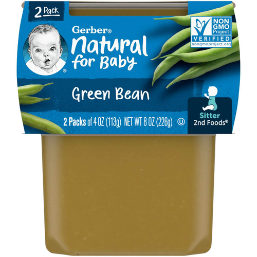 Gerber, Natural for Baby, 2nd Foods®, зеленая фасоль, 2 пакетика по 113 г (4 унции)
