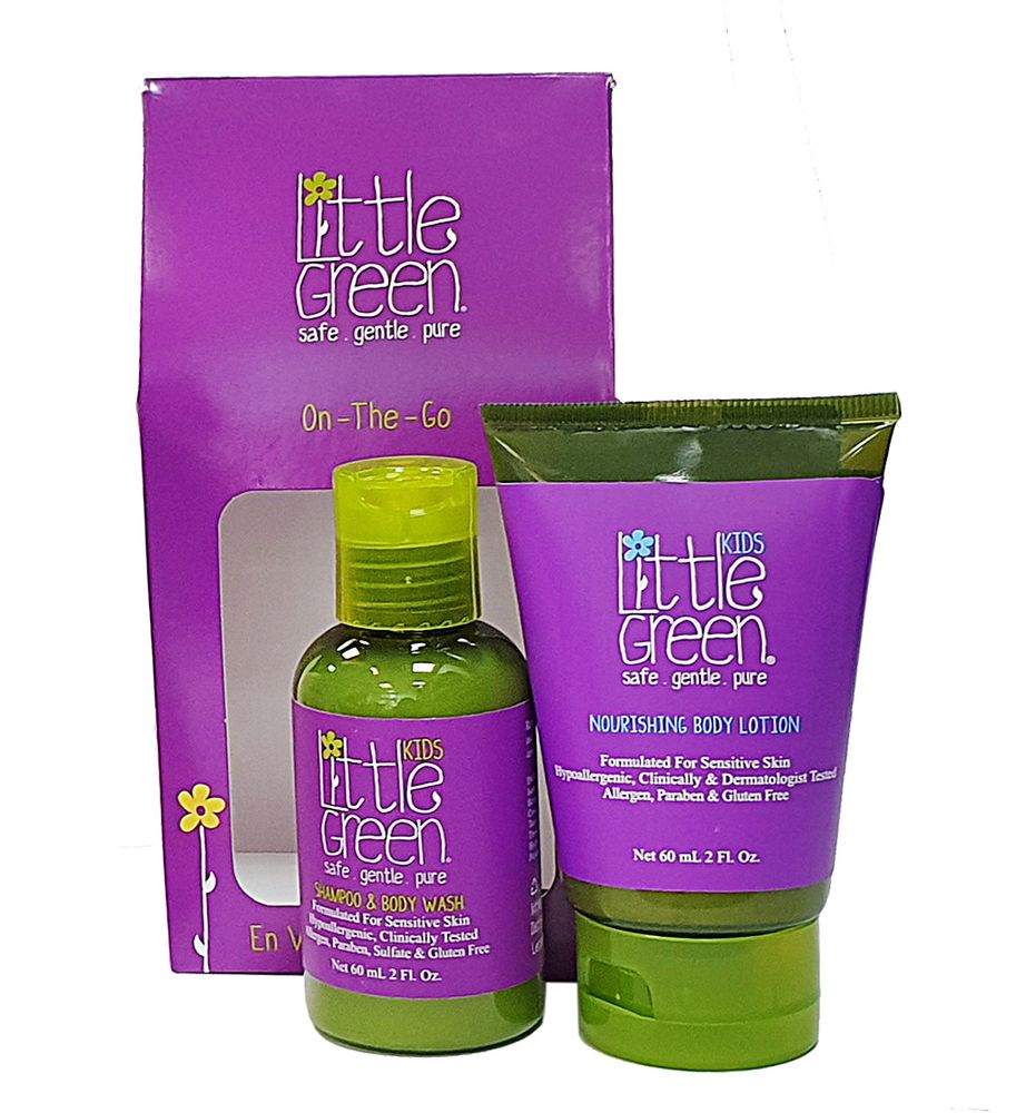 LITTLE GREEN.KIDS. ON-THE-GO KIT (LGKS2 LITTLE GREEN.KIDS. SHAMPOO &amp; BODY WASH 60 МЛ+ LGKBLT2 LITTLE GREEN.KIDS. NOURISHING BODY LIOTON 60 МЛ) / Набор &quot;в дорогу&quot;  для детей от 12мес. (В составе набора: Шампунь и гель для тела. Без слез 60 мл+ Лосьон питательный ля тела 60 мл)