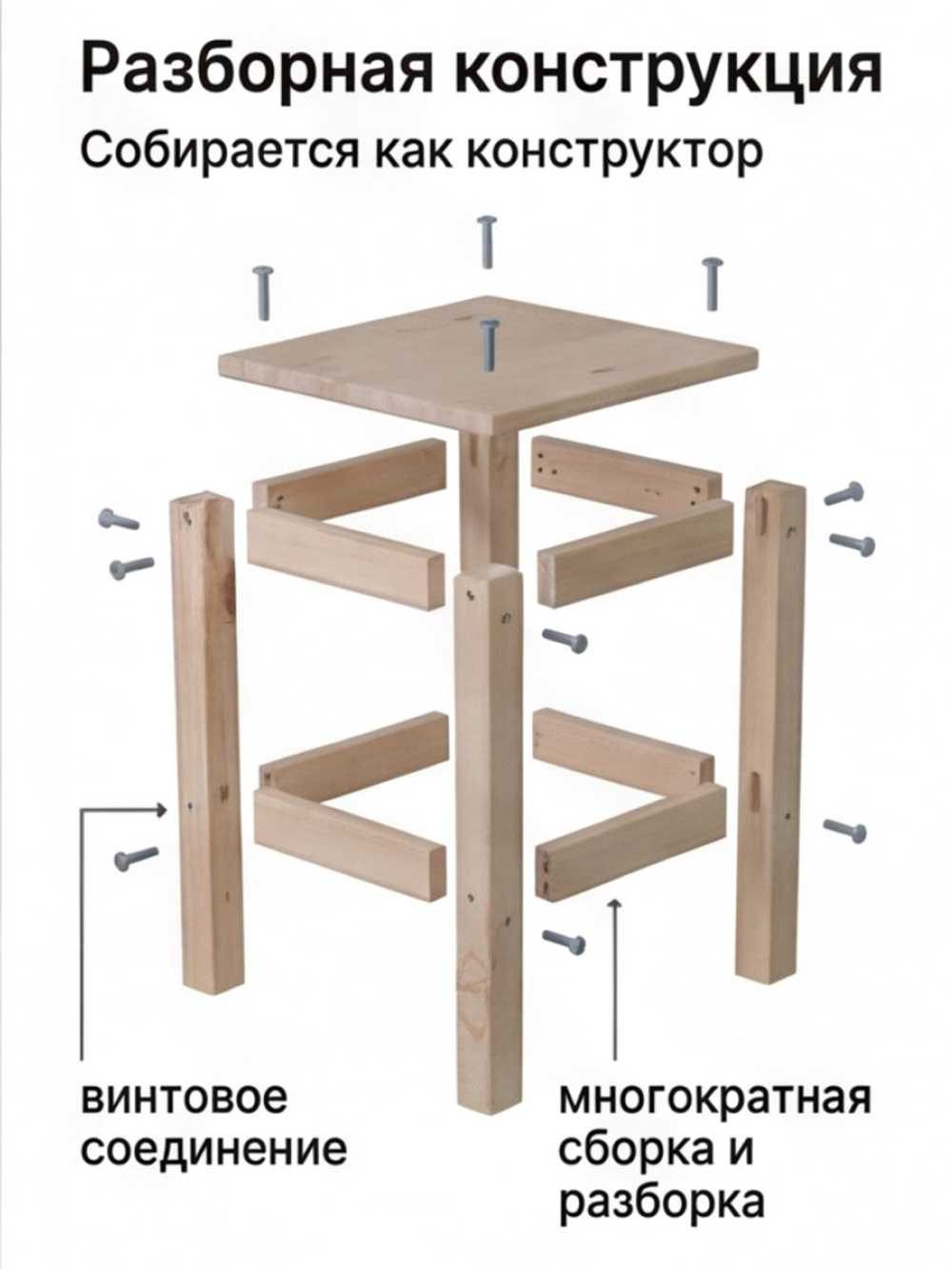 Табурет для кухни, 33х33х45, Одвар, 2 шт., деревянный, для кухни, сосна, IKEA