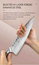 Кухонный нож Hezhen X02M Chef нож 8 дюймов клинок 67 Layers Damascus рукоять микарта, длина лезвия 21 см