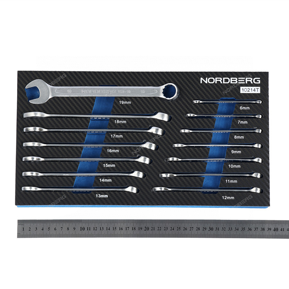 NORDBERG (10214T) Набор ключей комбинированных в ложементе, 14 предметов для тележки