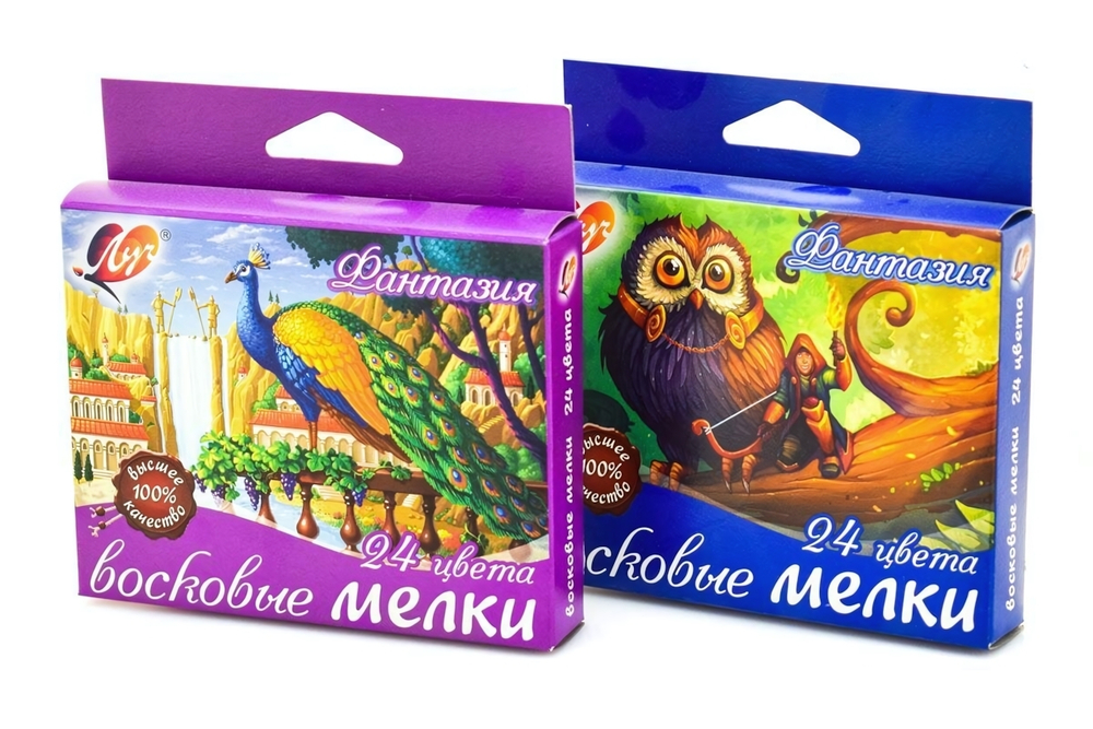 Мелки восковые "Фантазия", маслян. основа, 24цв. (Луч)