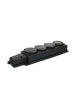 Колодка удлинителя 4-м MultiSet 16А 250В IP44 с заземл. каучук черн. SE MST4104BK