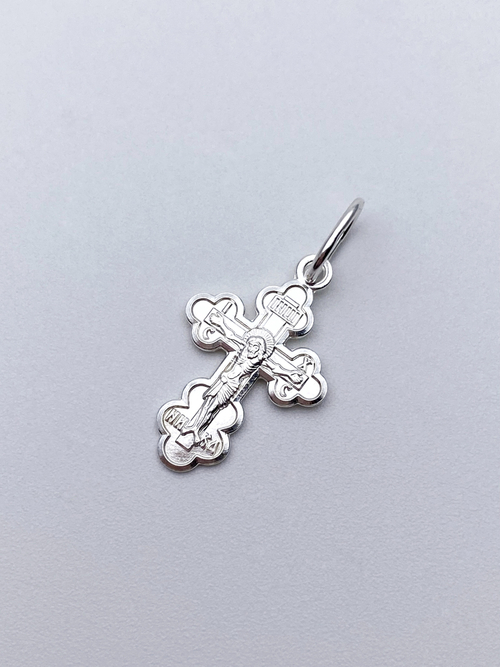 Крест штампованный из серебра/Белый