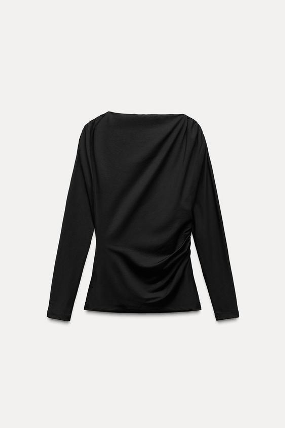 ZARA АСИММЕТРИЧНЫЙ ТОП СО СБОРКАМИ, ЧЕРНЫЙ