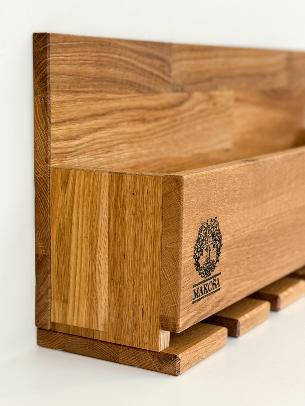 Винная полка Вермонт из дуба, 50х22х12, органайзер для бокалов и бутылок, MAKOSA