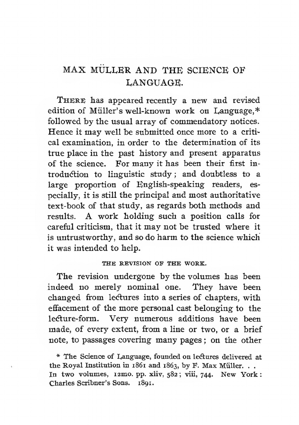 Max Muller and the Science of language:. a criticism | Whitney William Dwight