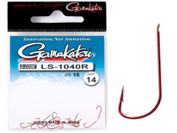 Крючки Gamakatsu LS-1040R NEW LABEL HOOKS RED разм. 14 16шт.