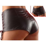 Шорты женские из натуральной кожи со шнуровкой по бокам (Цвет: черный)