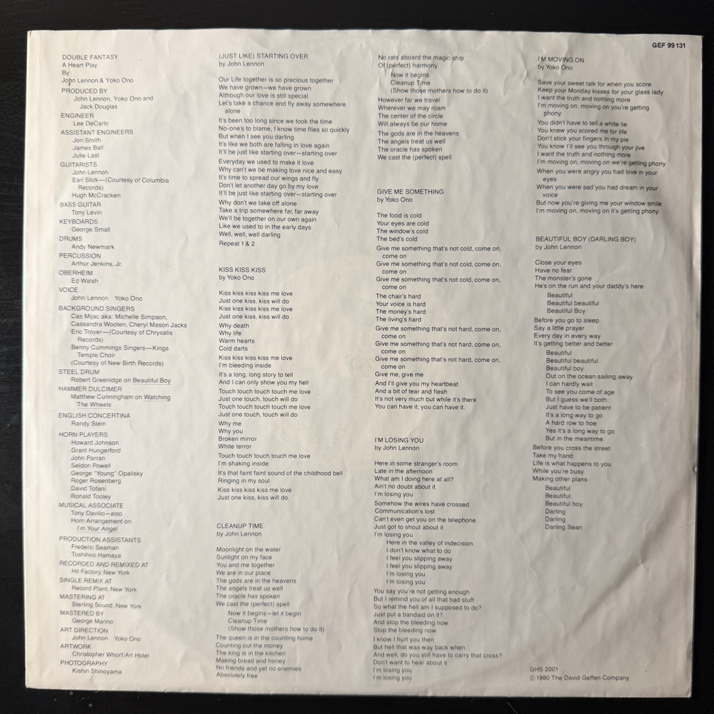 John Lennon & Yoko Ono - Double Fantasy (Скандинавия 1980г.)