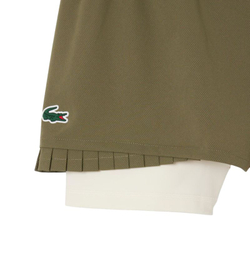 Женские Шорты теннисные Lacoste Ultra Dry Lined - khaki green/white