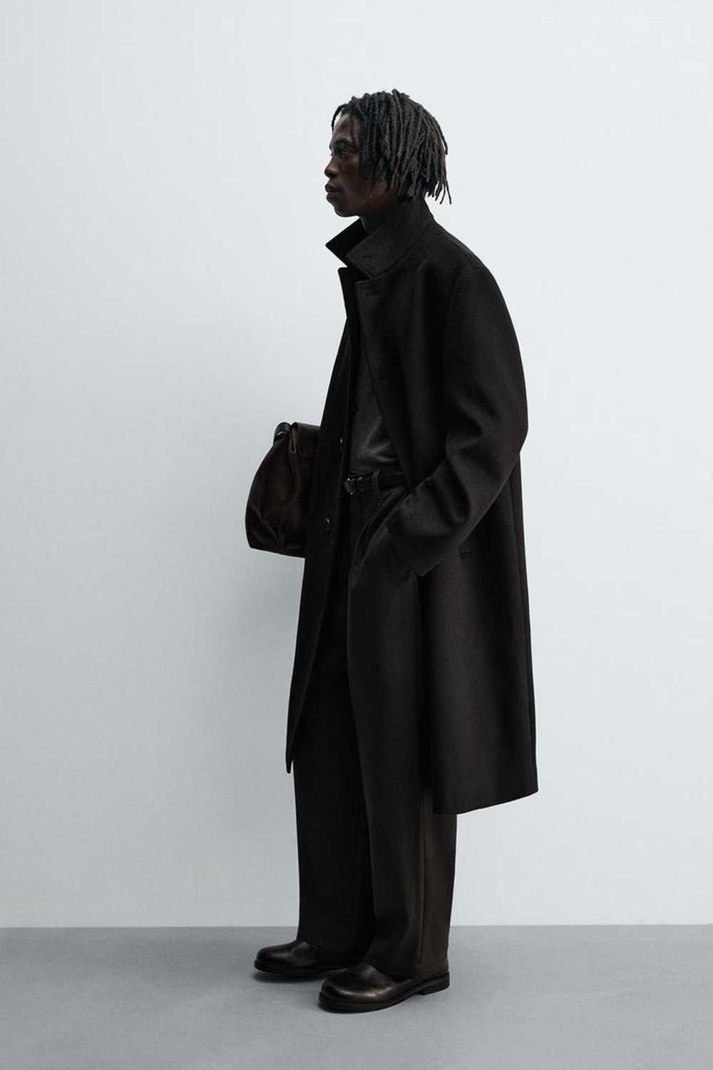 ZARA ПАЛЬТО ИЗ ШЕРСТИ, ЧЕРНЫЙ