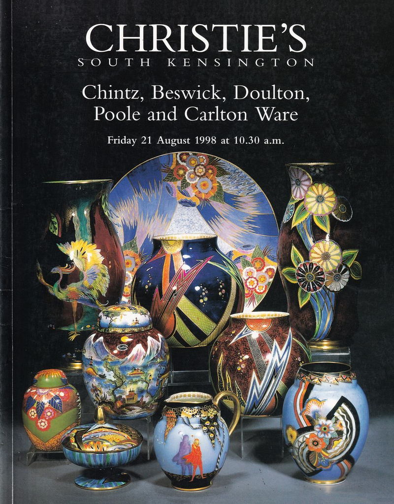 Каталог аукциона Christie's, Лондон, Британская керамика фирм Chintz, Beswick, Doulton, Pool и Carlton от 21 августа 1998 года