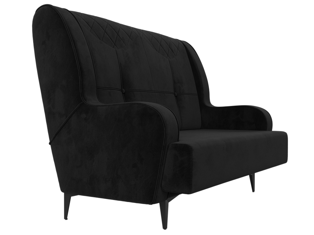 Диван прямой Неаполь 2-х местный, Черный, Велюр, 113168