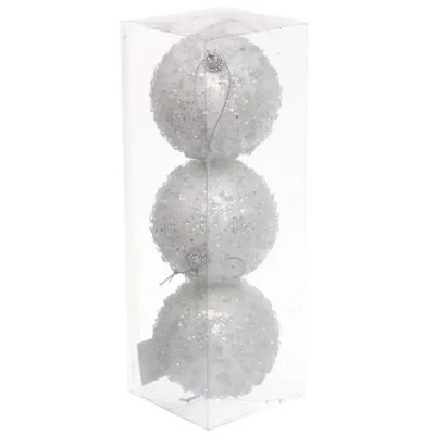 Новогодние шары «GLAME - Искра» 8 см (набор 3 шт), Белый