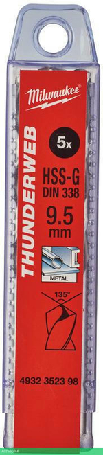 Сверло по металлу Milwaukee Thunderweb HSS-G 9.5x125мм 5шт (4932352398)