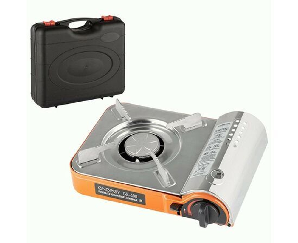 Плита газовая портативная GS-400, 2,5кВт, кейс в комплекте (29х20х9,2см) пьезоподжиг Energy 105312