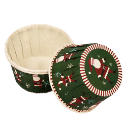 Формы бумажные с ламинацией «Маффин» 50х40 мм (Зеленые с дедом морозом) 100 шт