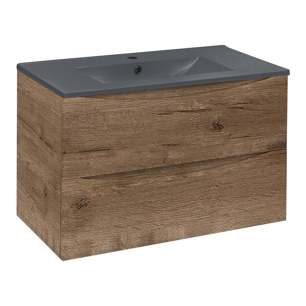 Тумба под раковину Vincea Mia 750 подвесная, 2 выкатных ящика soft close, V.Oak