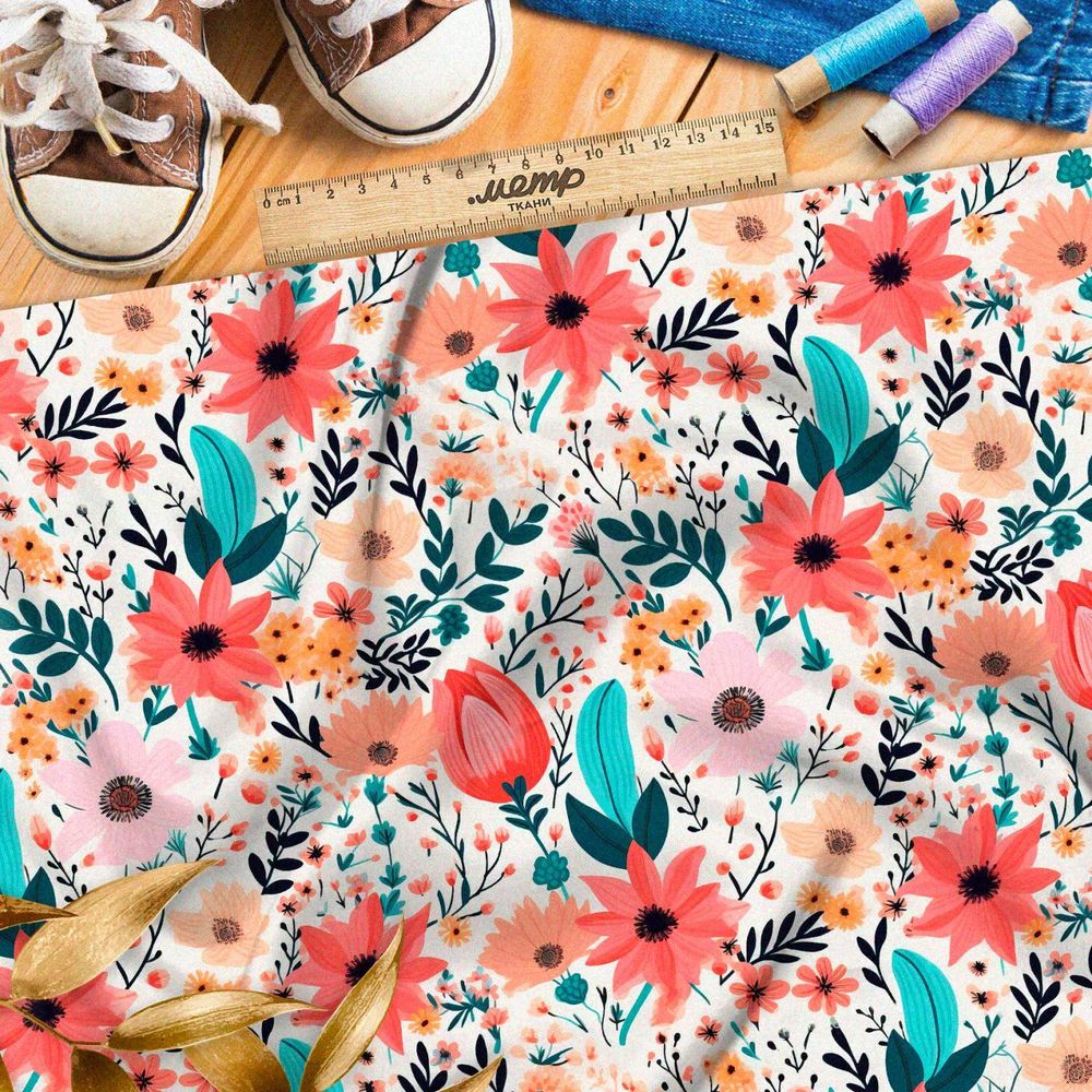 Ткань премиум Оксфорд 600D цветочное настроение