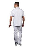 Блуза медицинская мужская Доктор стиль Скай с отложным воротником, белый, 52