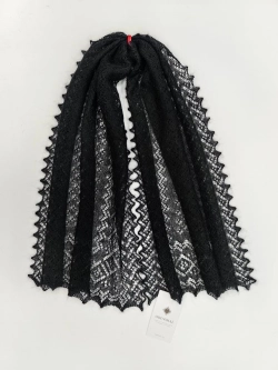 Оренбургский пуховый палантин П3-12040-07 черный