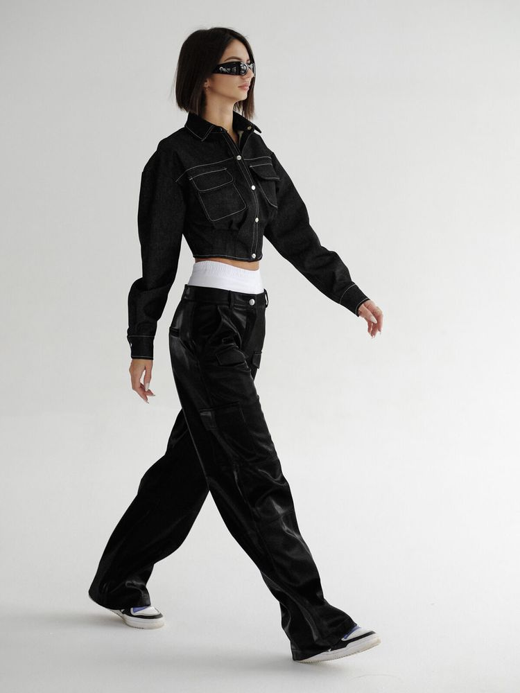 Укороченная рубашка-корсет Gigi Black