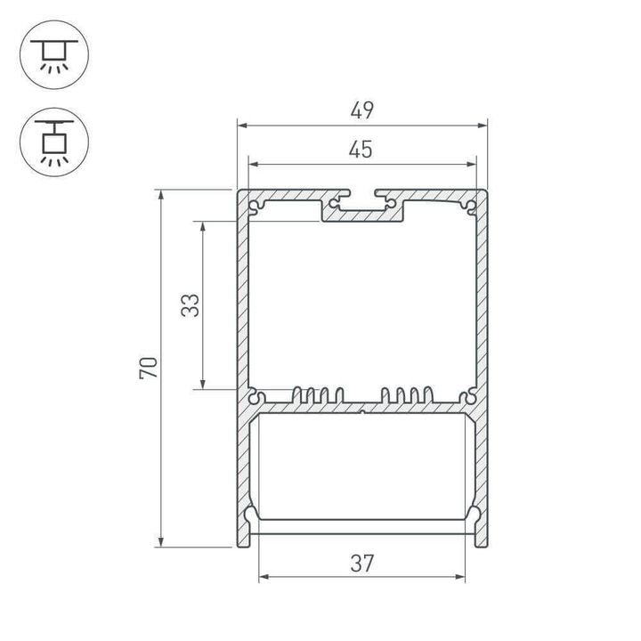 Профиль с рассеивателем Arlight SL-LINE-4970-2500 ANOD+OPAL 020466