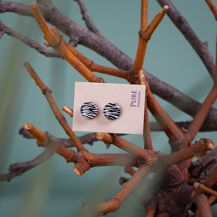 Серьги - Пусеты 1.2 см - Зебра