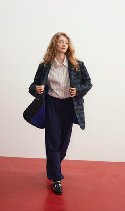 Брюки свободного кроя, темно-синие