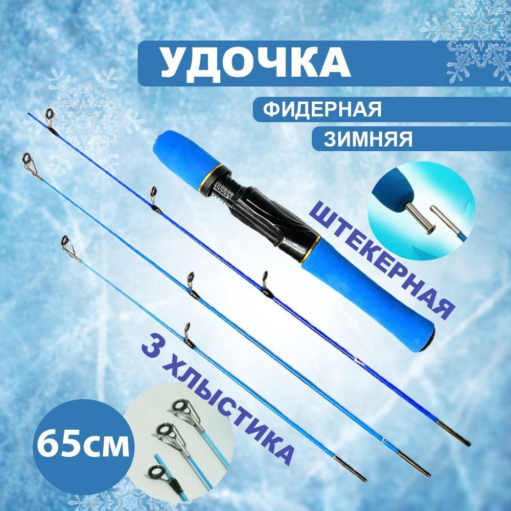 Удочка зимняя синяя 65 см