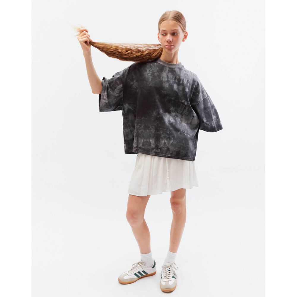 Футболка БИЧ укороченная оверсайз тай-дай темно-серая