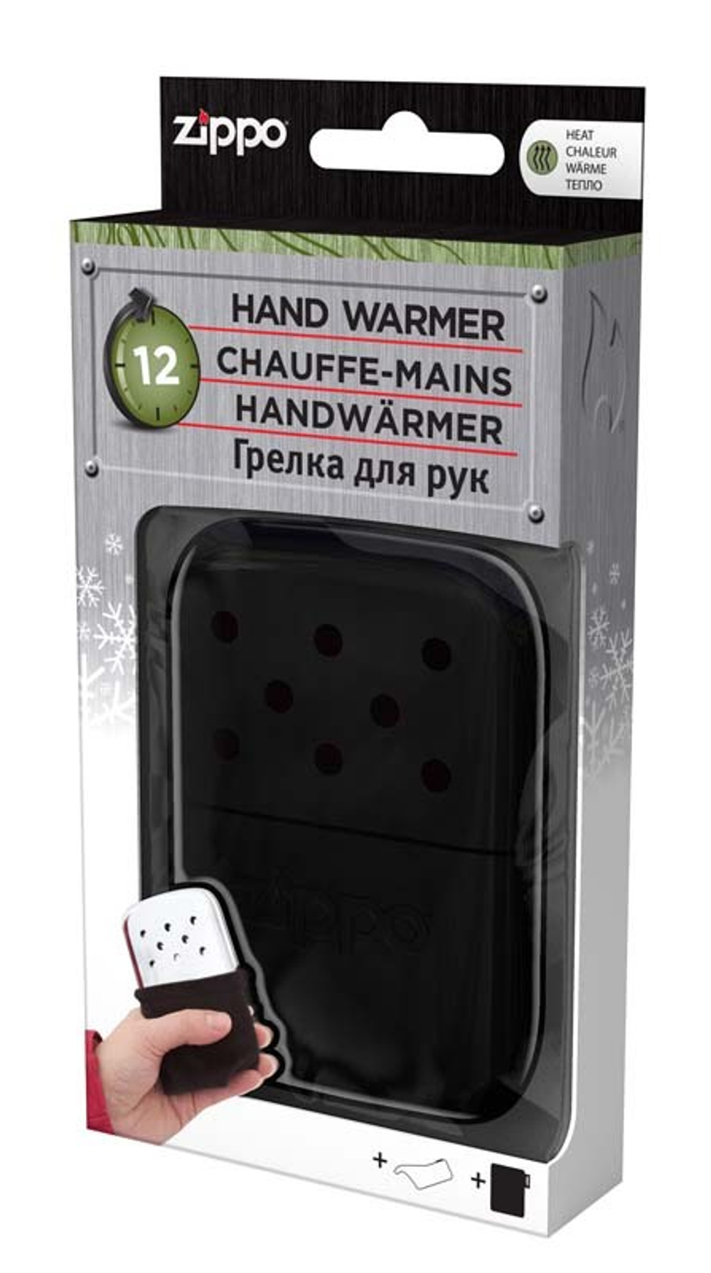 Каталитическая грелка Zippo, сталь с покрытием Black, чёрная, матовая, 66x13x99 мм