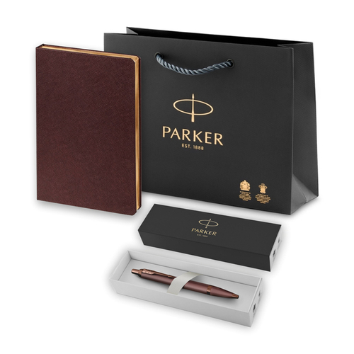 Подарочный набор: Шариковая ручка Parker IM + ежедневник, коричневый