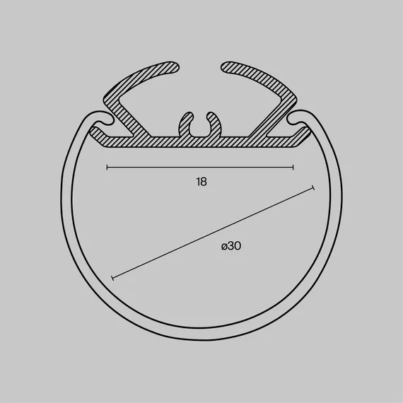 Алюминиевый профиль подвесной D30 (Серебро, 2 м), ALM-D30-S-2M Led Strip alm-d30-s-2m