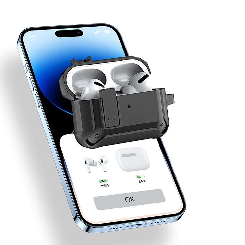 Чехол с замком для наушников AirPods Pro 2, черный цвет, серия PECO Series Case от Dux Ducis