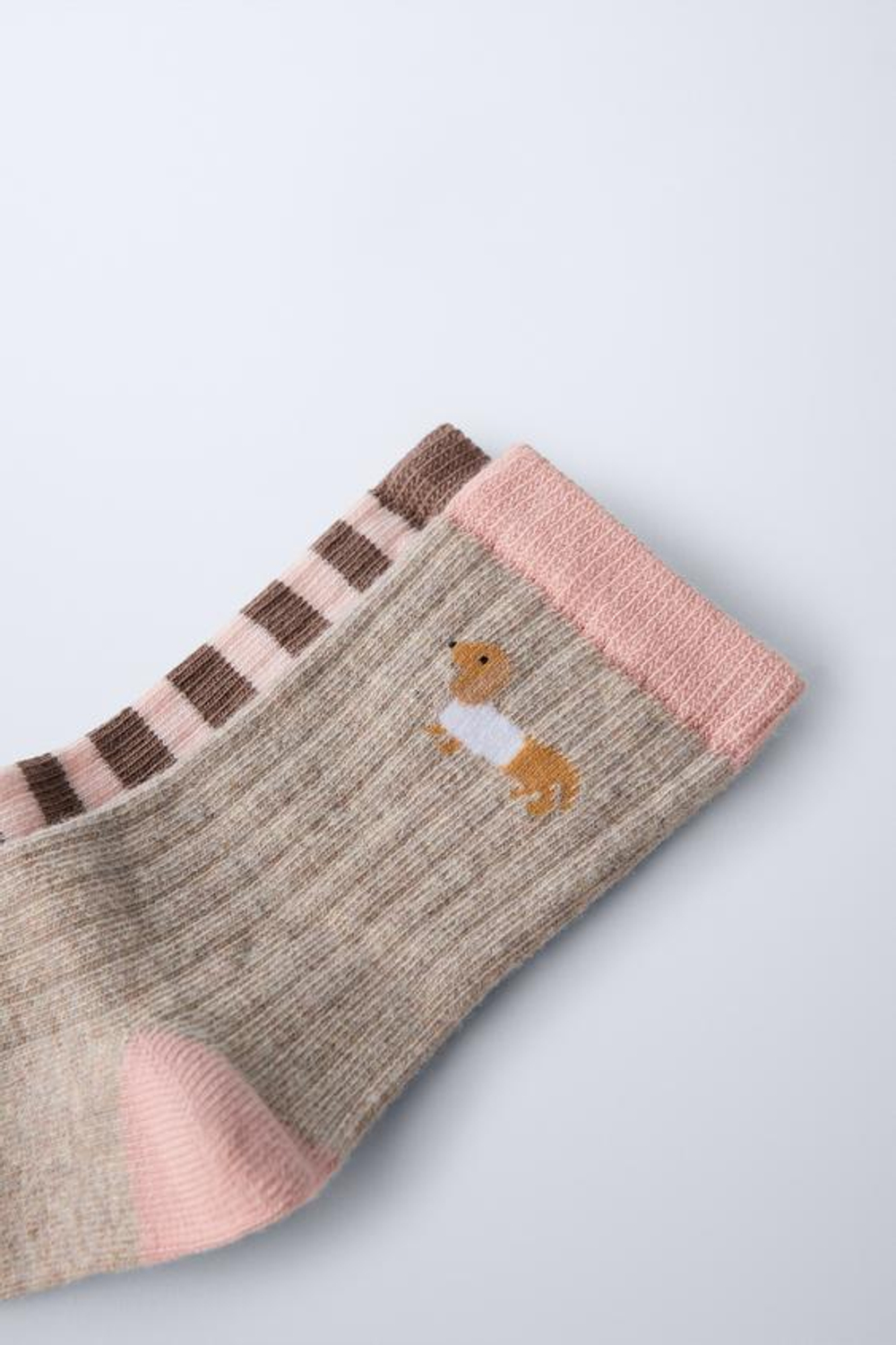 ZARA НАБОР ИЗ 2 ПАР НОСКОВ «СОБАЧКА», РОЗОВЫЙ