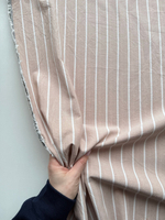 Вареный хлопок 250см. Полоска Вертикаль на бежевом фоне