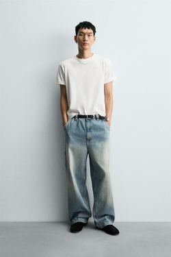 ZARA ДЖИНСЫ WIDE BAGGY FIT, ГОЛУБОЙ