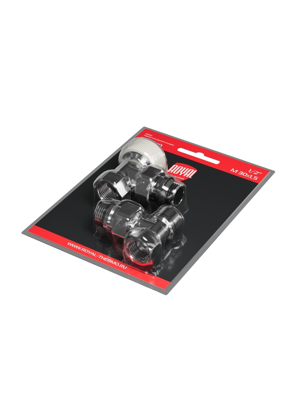 Набор термостатический угловой Royal Thermo Design 1/2"М30х1,5 (Хром)