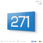 Номер на дверь 271, табличка на дверь для офиса, квартиры, кабинета, аудитории, склада, голубая 120х70 мм, Айдентика Технолоджи