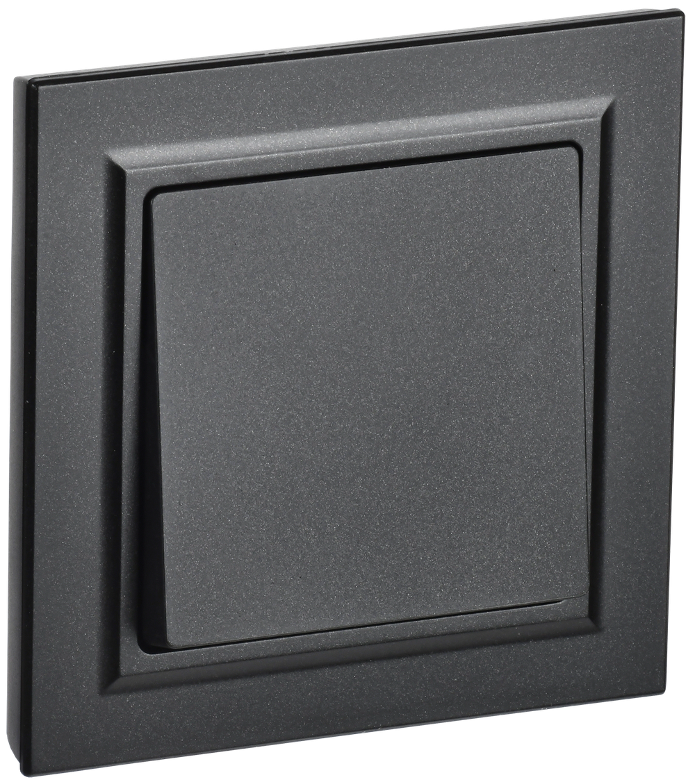 BRITE Выключатель 1-клавишный 10А в сборе ВСР10-1-0-БрЧ черный IEK