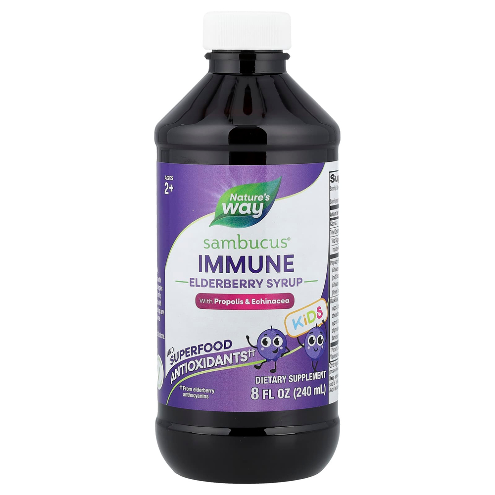 Nature's Way, Kids Sambucus®, сироп из бузины для укрепления иммунитета, для детей от 2 лет, 240 мл (8 жидк. унций)