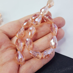 Бусина капля, хрусталь розово - персиковый, р-р 15×10мм, штучно