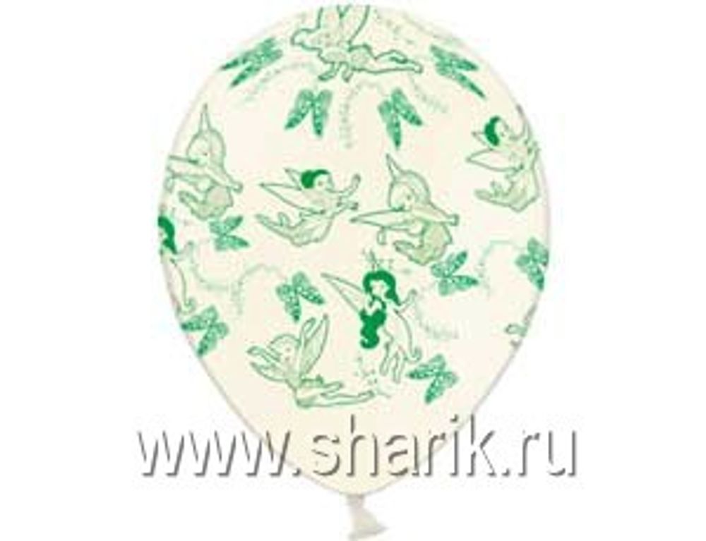 Шар (14''/35 см) Шелкография пастель Disney Феи, 25 шт.